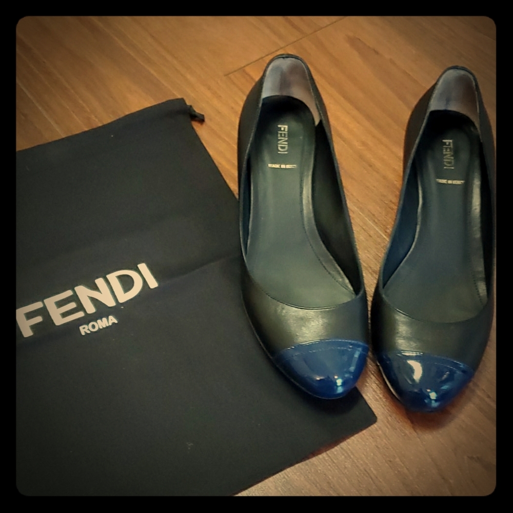 Fendi leather block heel pumps